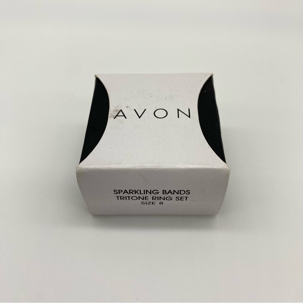 Avon Sparkling Bands Tritone Ring Set Size 8